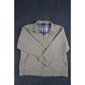 Vintage Woolrich Jacket Mens Large Khaki Harrington Full Zip Preppy Casual